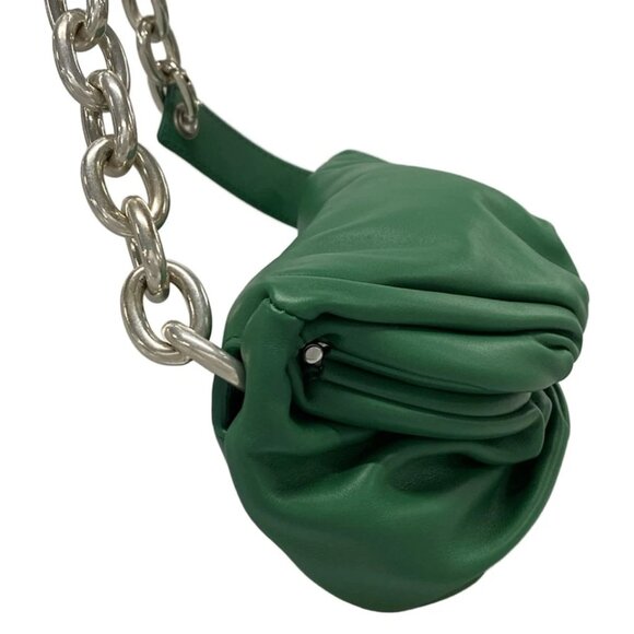 BOTTEGA VENETA The Chain Pouch - Green Leather Shoulder Bag 721-071125 - Picture 4 of 14